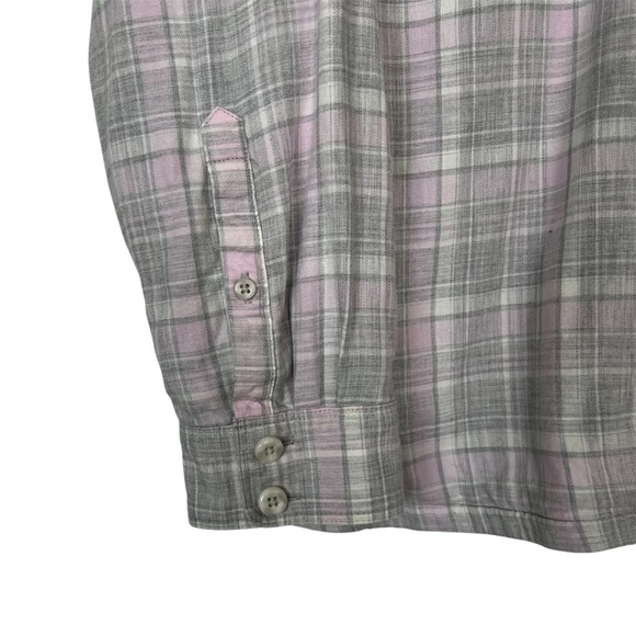 L.L. Bean Pink & Gray Plaid Button Down Shirt Cotton Lined Size Medium - Picture 6 of 9
